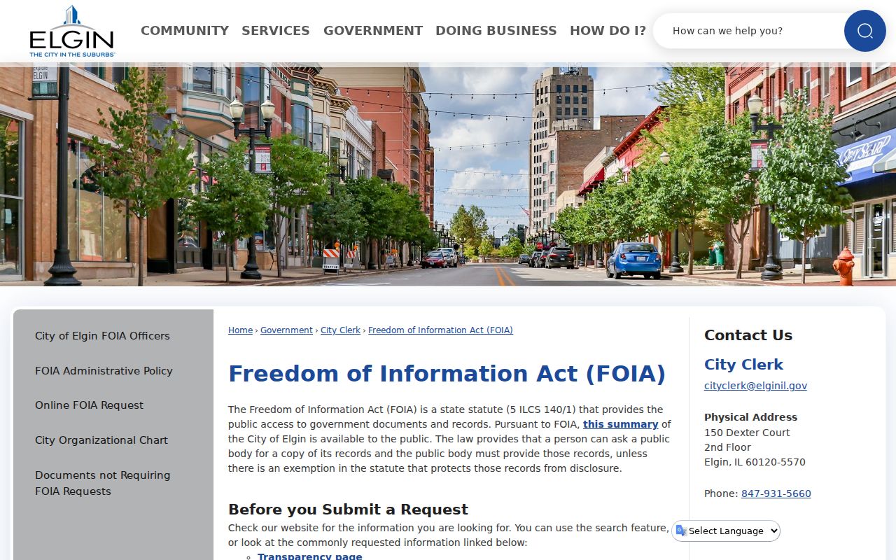 Elgin residents directory FOIA request source